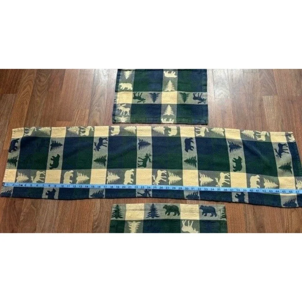 Set - 2 Park Designs Cotton Woodland Placemats &Table Runner Moose Bear Patterns